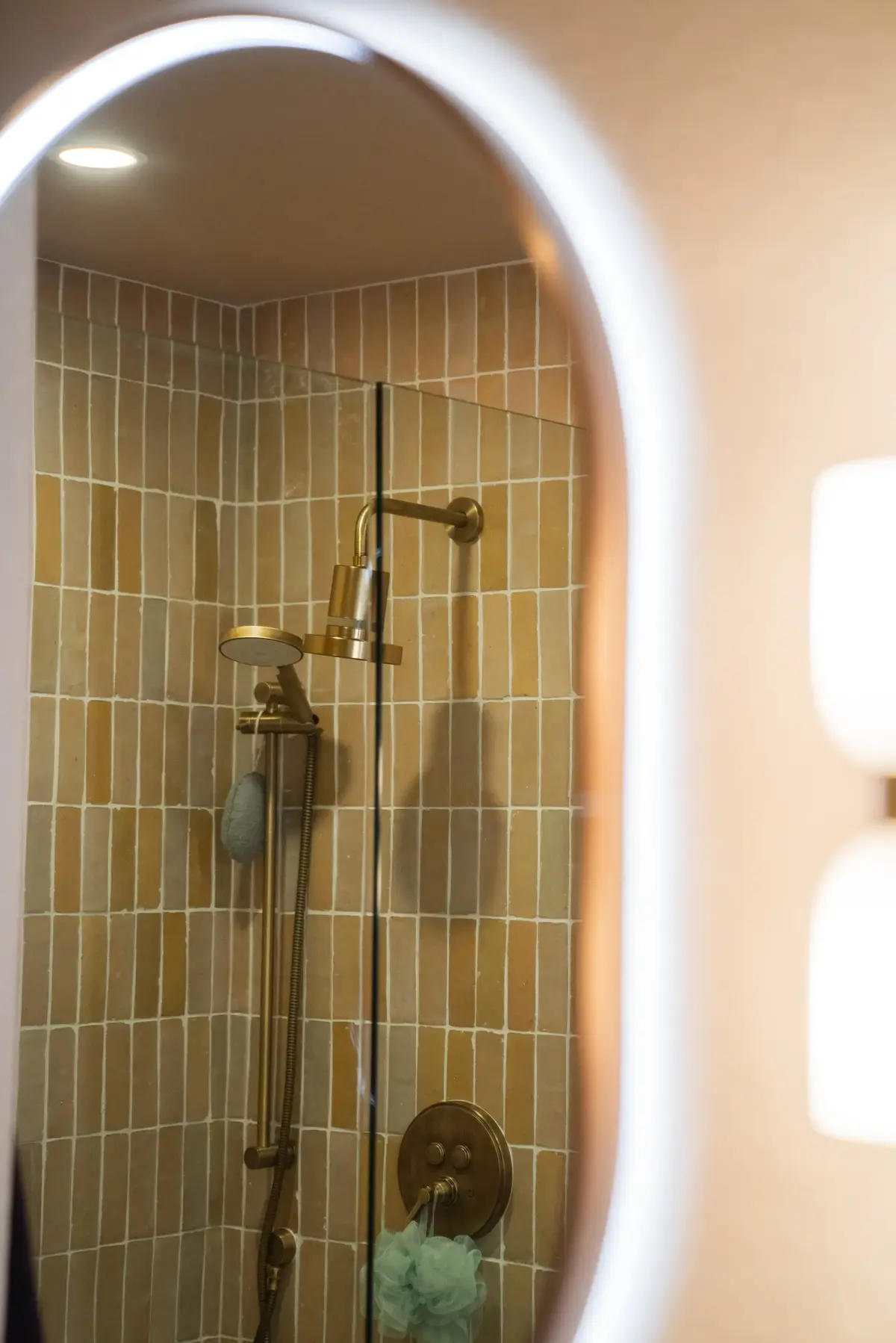 Refined bathroom finish details with handmade tile